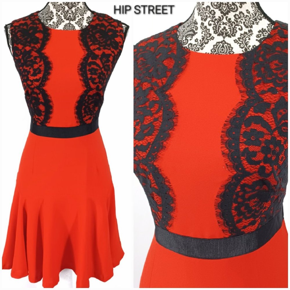 METAPHOR Dress Sleeveless Lace & Crepe Gore Skirt Cocktail Party 8 NWT